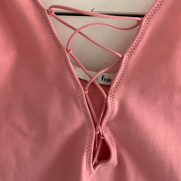 Aritzia Wilfred Free Pink V-neck lace up bodysuit (never worn) - Picture 3 of 7